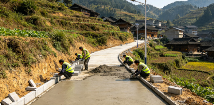 乡村联户路改造施工现场