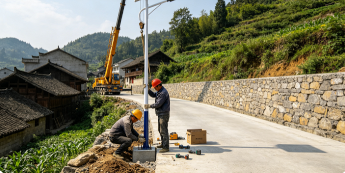 太阳能路灯安装施工现场